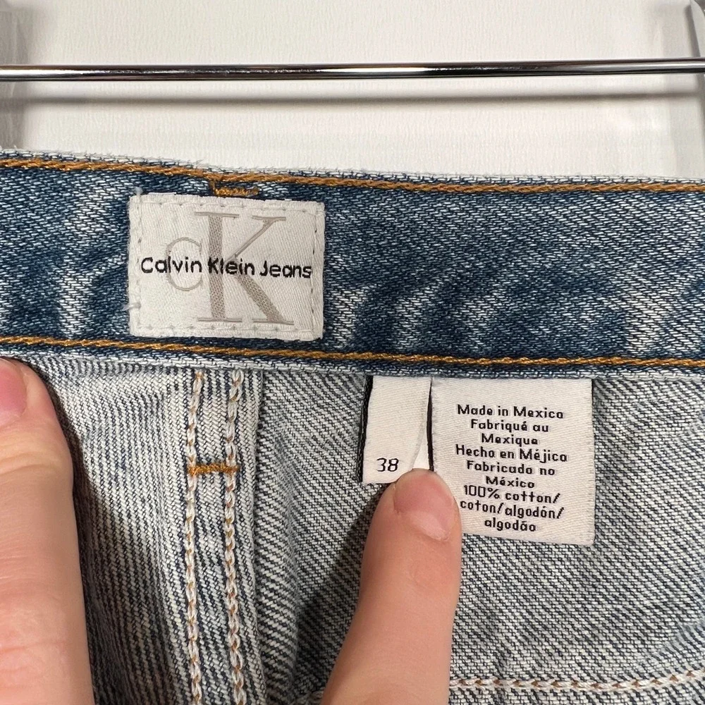 Vintage Calvin Klein Jeans Blue Straight Leg High Rise Medium Wash Denim 36x33 - Picture 4 of 9